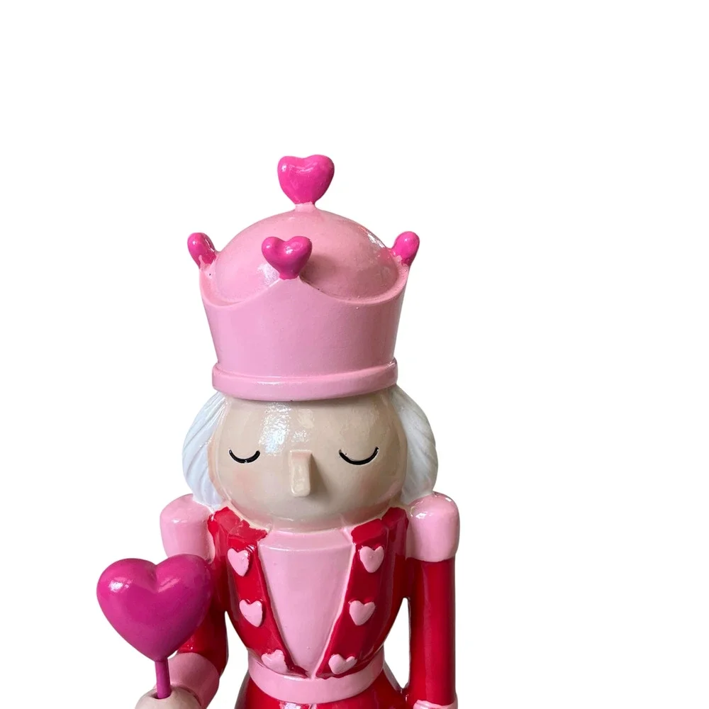 Cupcakes & Cashmere Wooden Heart Nutcracker 12.5in Pink & Red Valentines Decor